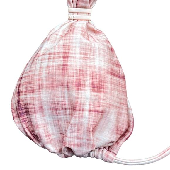 Vix Bia Tube Bikini Top Pink Plaid Print Halter Tie Adjustable Size Small - Picture 2 of 11